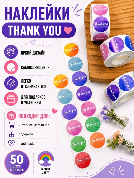 Стикеры, наклейки, Thank You, для бизнеса, для hand-made, thank you, стикер, наклейка