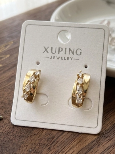 Стильные серьги Xuping Jewelry с камнями | Женская бижутерия — SAYONA-XUPINGZIRAK-ЗОЛОТ