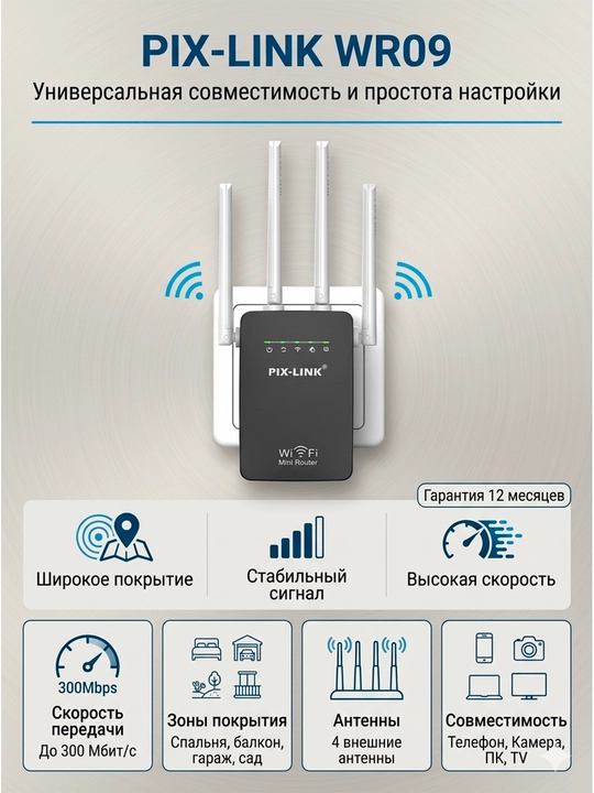 Мини роутер, усилитель сигнала, репитер, Wi-Fi, 3 в 1