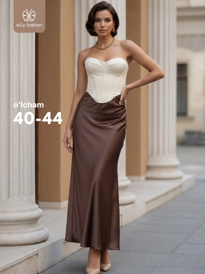 Юбка женская атласная на резинке, маломерит - EllyFashion