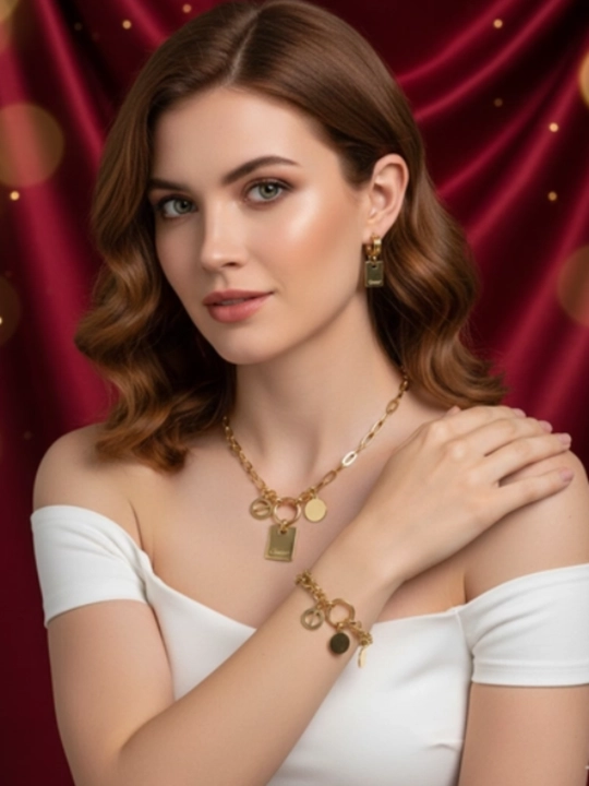 Цепочка кулон в стиле Cartier золотистый набор украшение для девушек