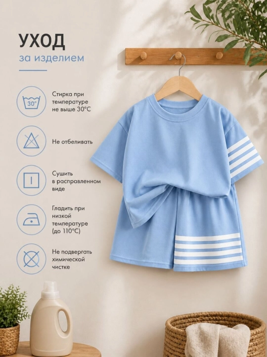 Детский костюм, двойка, для мальчиков и девочек, летний, лёгкий, oversize, 90–130