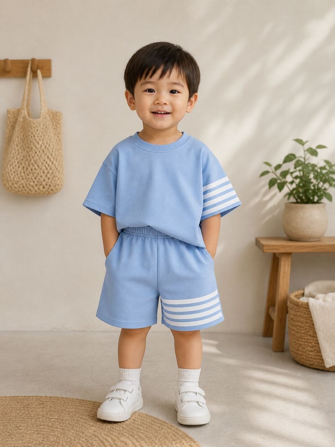Детский костюм, двойка, для мальчиков и девочек, летний, лёгкий, oversize, 90–130 - 