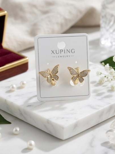 Стильные серьги Xuping Jewelry с камнями | Женская бижутерия — SAYONA-XUPINGZIRAK-ЖЕЛТ