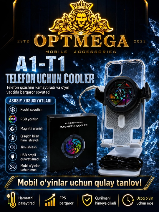 Telefonlar va smartfonlar uchun sovutgich.-01;-15 OPTMEGA