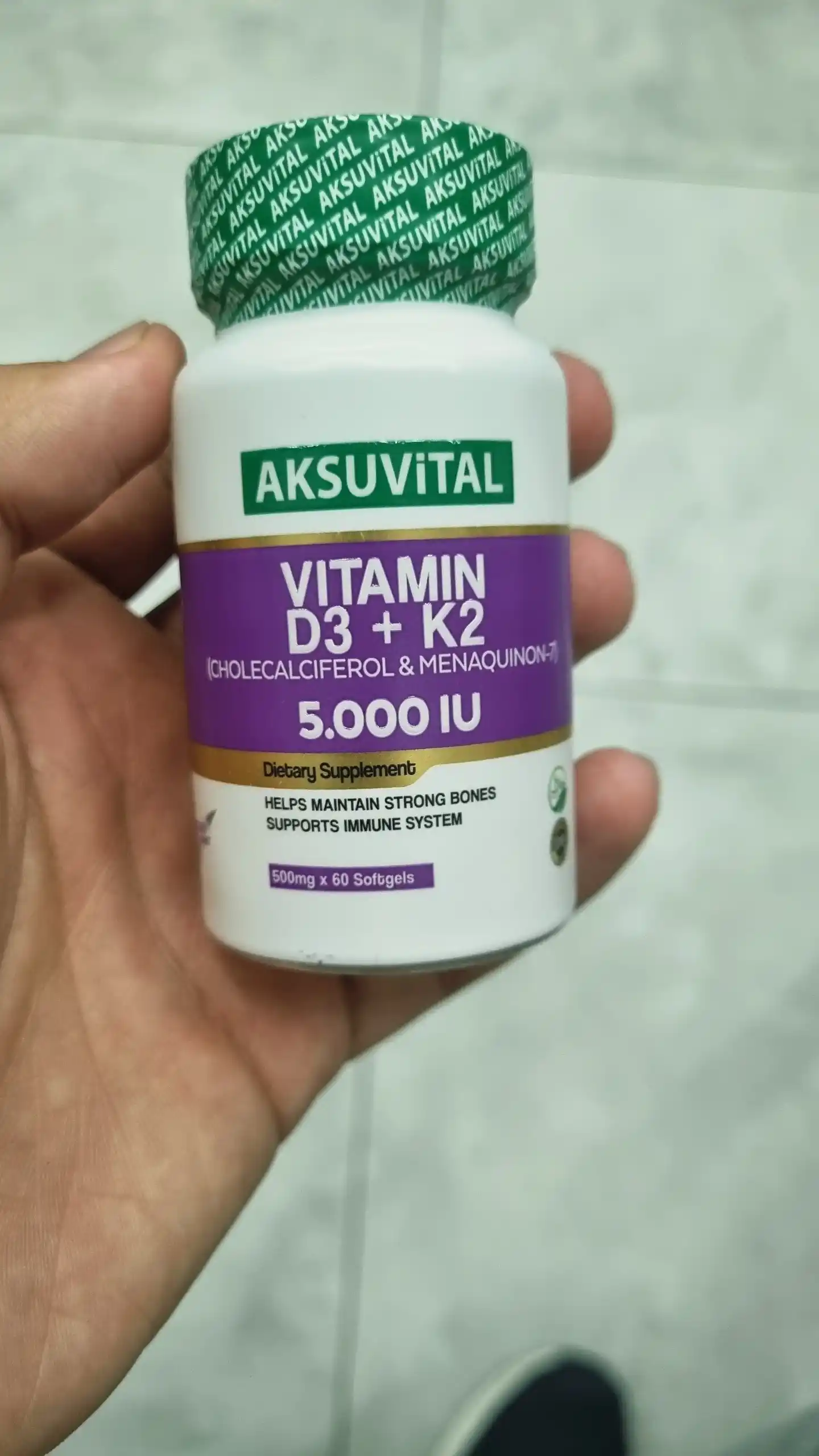 Shiffa Home D3 + K2 (5000 IU), biologik faol qo‘shimcha, 60 yumshoq kapsula (500 mg)