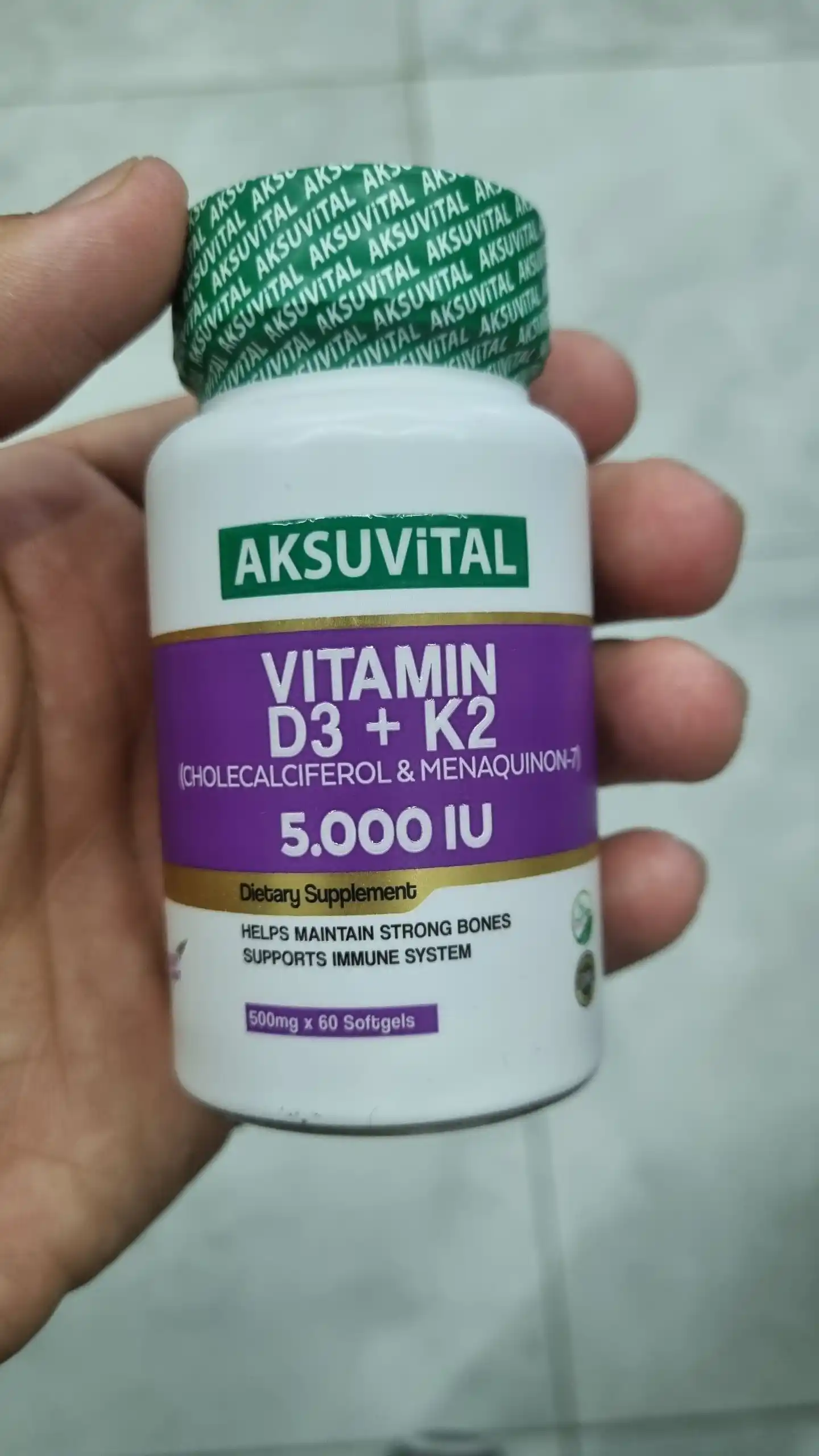 Shiffa Home D3 + K2 (5000 IU), biologik faol qo‘shimcha, 60 yumshoq kapsula (500 mg)