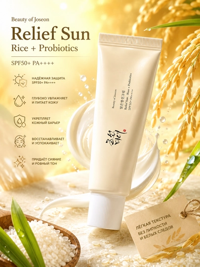 Солнцезащитный крем Beauty of Joseon Relief Sun Rice + Probiotics SPF50+ PA++++ - 