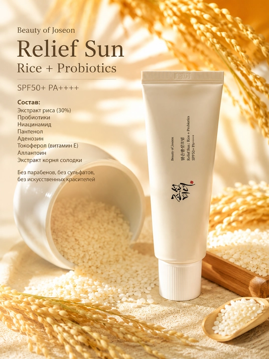 Солнцезащитный крем Beauty of Joseon Relief Sun Rice + Probiotics SPF50+ PA++++