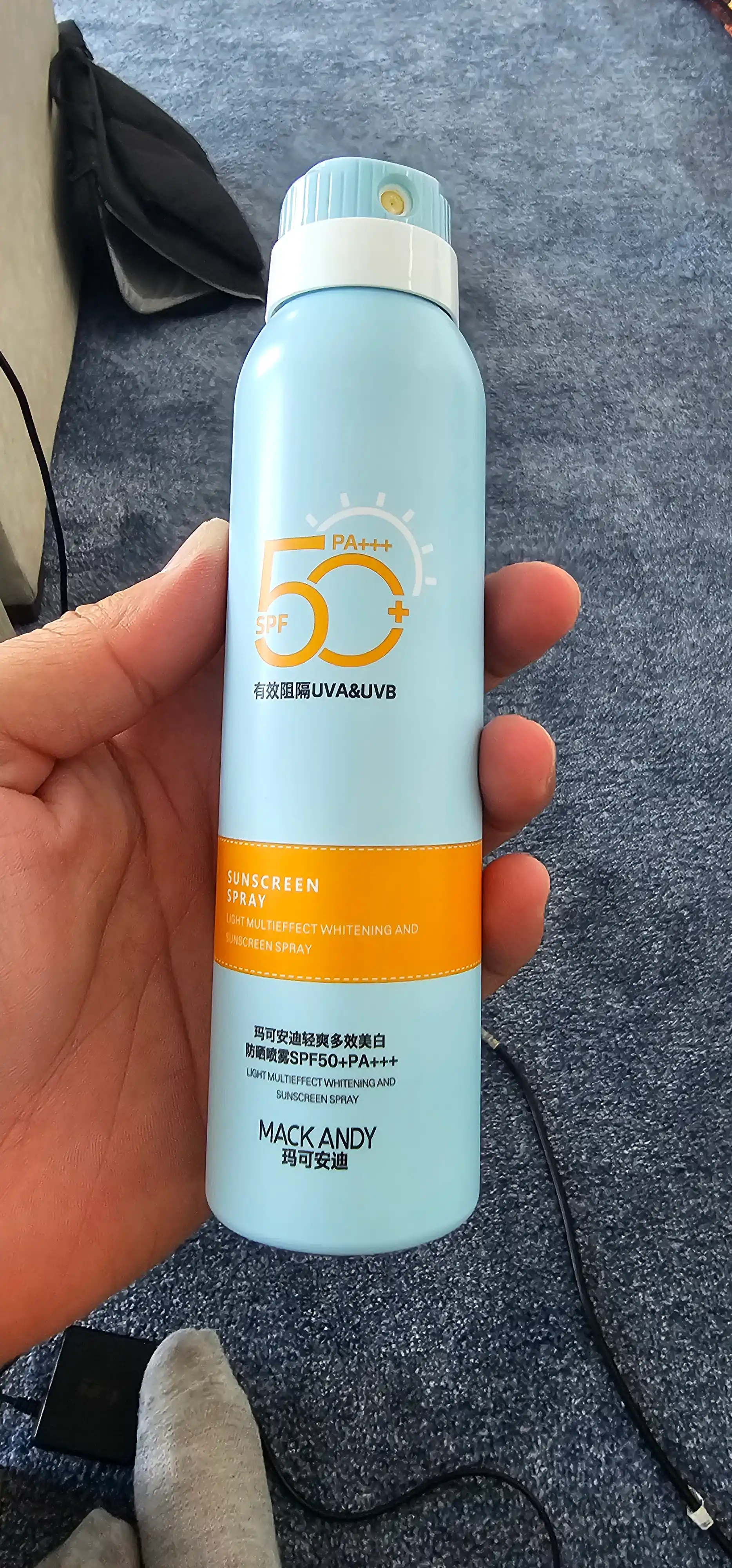 SPF zagar yuz va tana uchun quyoshdan saqlovchi sprey 50+