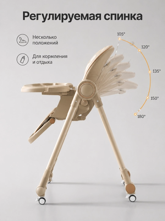 Стульчик для кормления 2в1 качели складной 160° качание двойной столик Popypara S-07