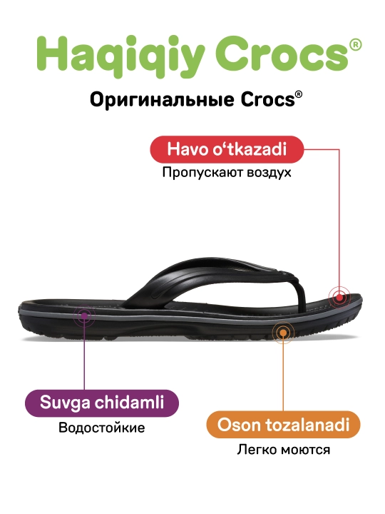 CROCS Crocband Flip 11033-0EX/11033-410/11033-0DD shippaklar, ayollar va erkaklar uchun