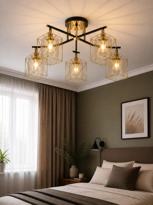 Zamonaviy uslubdagi LOFT shift qandil, 2/3/5 shoxchali, 25 m2 gacha yoritish imkoniyati,