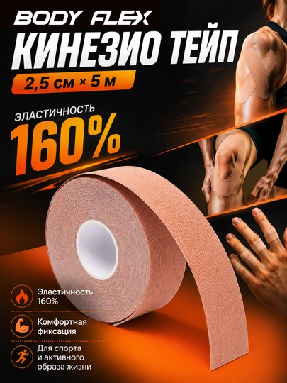 Кинезио тейп для тела и лица, спортивный пластырь, лента для тейпирования, 2.5 см * 5 м