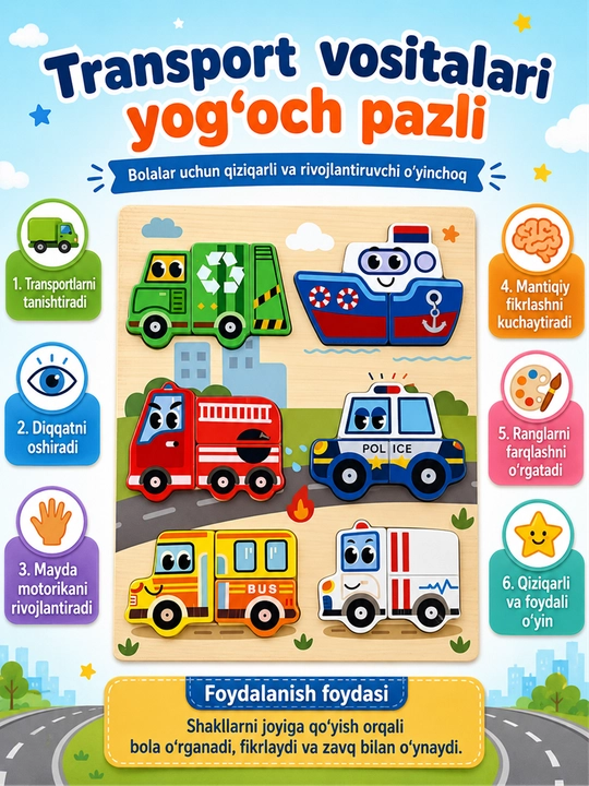 Rasmlar bilan yog'och jumboq taxtasi - 
