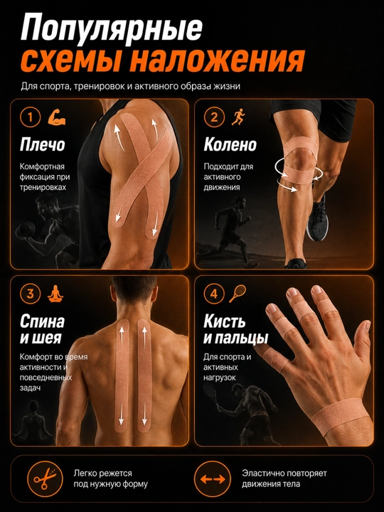 Кинезио тейп для тела и лица, спортивный пластырь, лента для тейпирования, 2.5 см * 5 м
