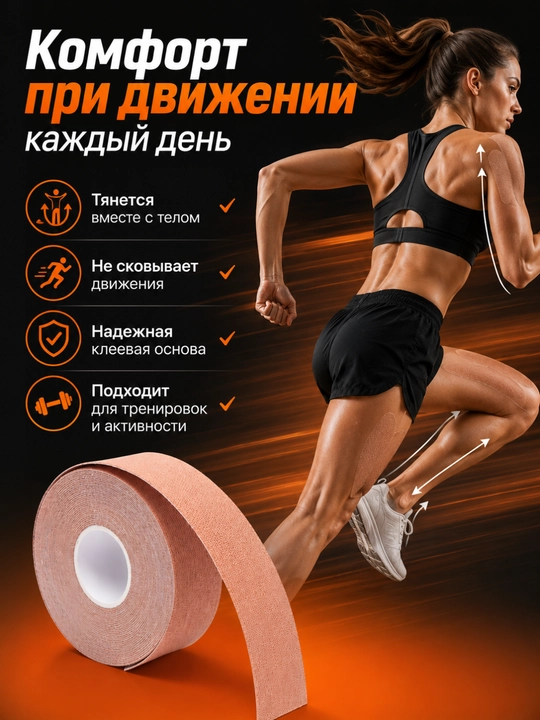 Кинезио тейп для тела и лица, спортивный пластырь, лента для тейпирования, 2.5 см * 5 м