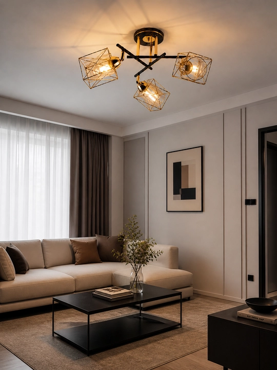 Zamonaviy uslubdagi LOFT shift qandil, 2/3/5 shoxchali, 25 m2 gacha yoritish imkoniyati,