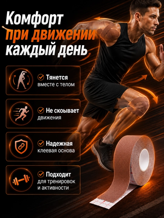 Кинезио тейп для тела и лица, спортивный пластырь, лента для тейпирования, 2.5 см * 5 м