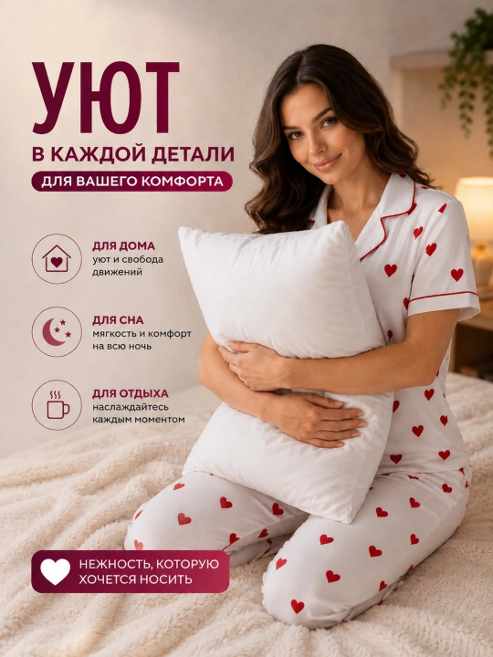 Ayollar uchun pijama to‘plami UzLook, paxtali, qisqa, yengli, S-2XL