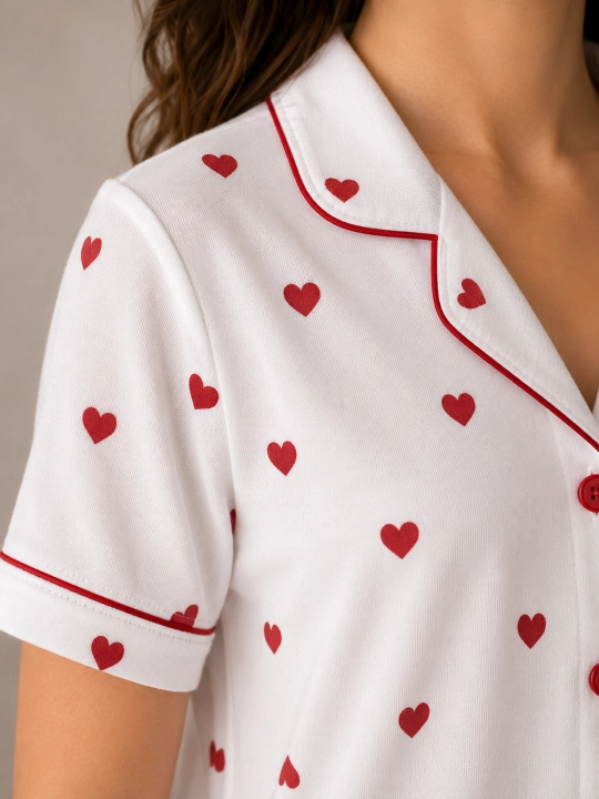 Ayollar uchun pijama to‘plami UzLook, paxtali, qisqa, yengli, S-2XL