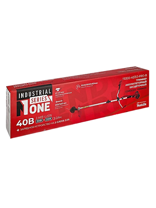 Триммер аккумуляторный NUMBER ONE TR300-40/3.0-PRO-B, бесщёточный, газонокосилка, 40В, 3.0Ач