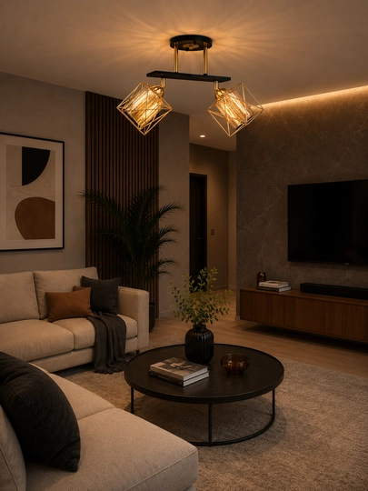 Zamonaviy uslubdagi LOFT shift qandil, 2/3/5 shoxchali, 25 m2 gacha yoritish imkoniyati,