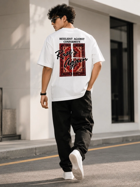 Erkaklar oversize futbolka Rise Again print premium cotton sifatli
