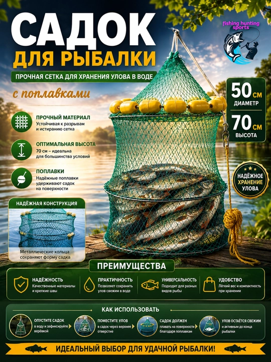 Садок для рыбалки с поплавками - 