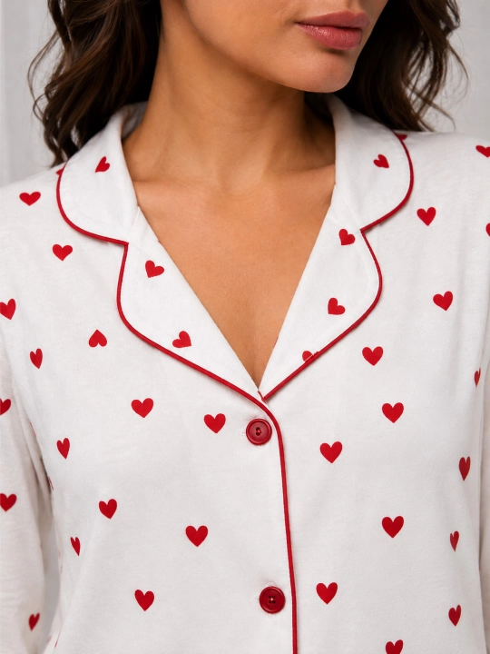 Ayollar uchun pijama to‘plami UzLook, paxtali, uzun yengli  S-2XL
