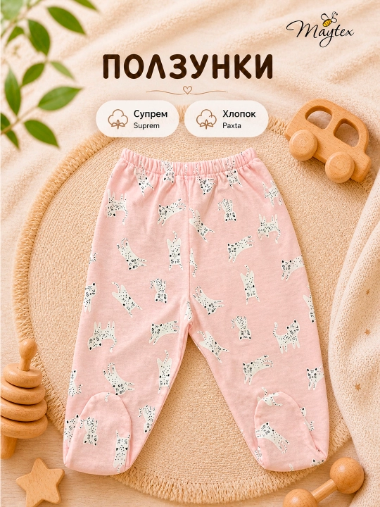 Ползунки для новорожденных MAYTEX, хлопок супрем - 