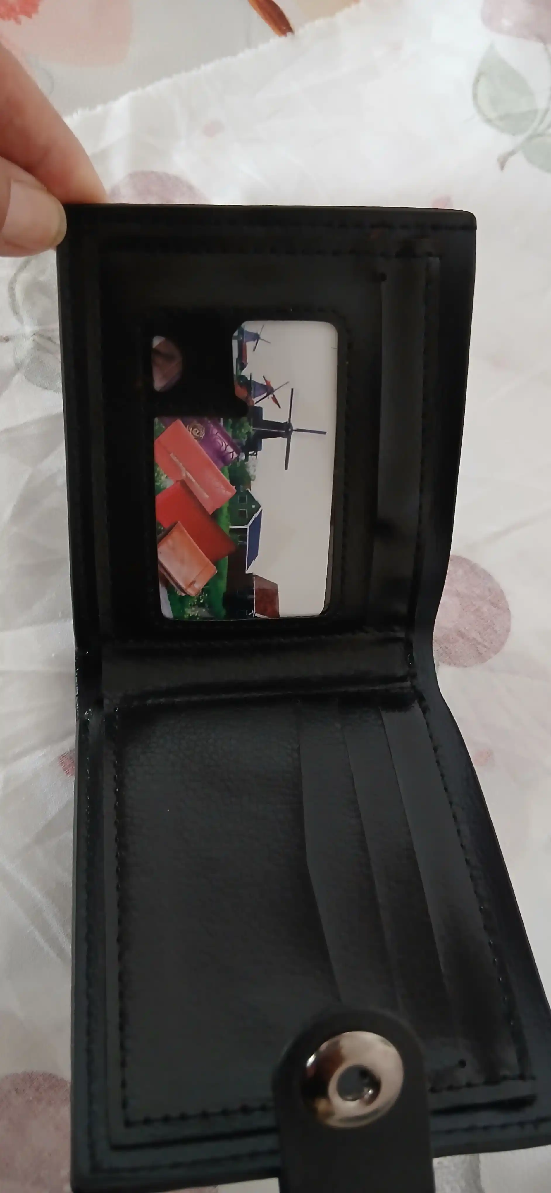Erkaklar hamyoni, portmone, tugmali qulflash eko charm kashelek, o'lcham 12 * 10 sm