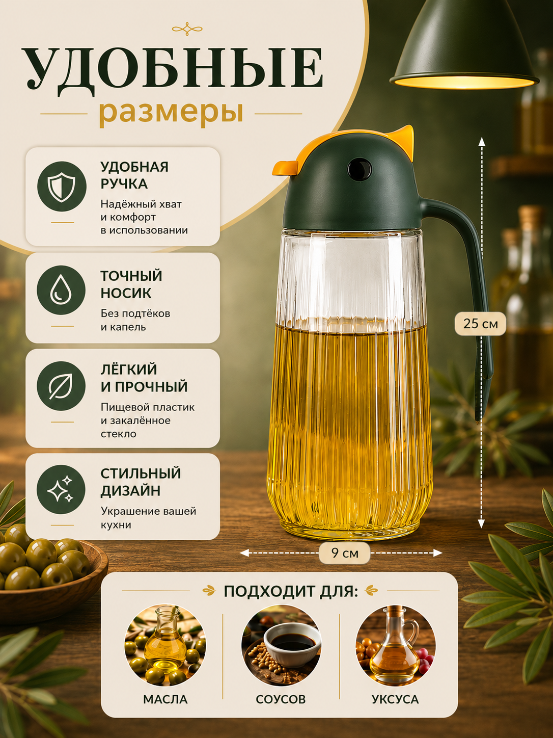 Распылитель для масла 200 мл, дозатор для масло, пульверизатор для масла, товары для кухни