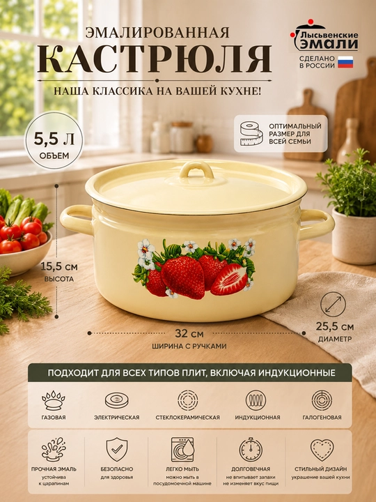 Кастрюли эмалированные с крышкой, кастрюли для кухни, кастрюли с крышкой, кастрюли