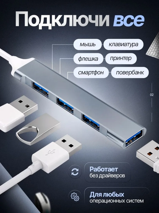 USB HUB 3.0 на 4 порта, хаб-концентратор