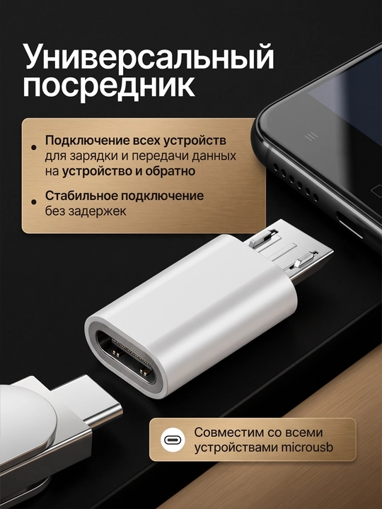 Адаптер переходник USB Type-C на micro USB
