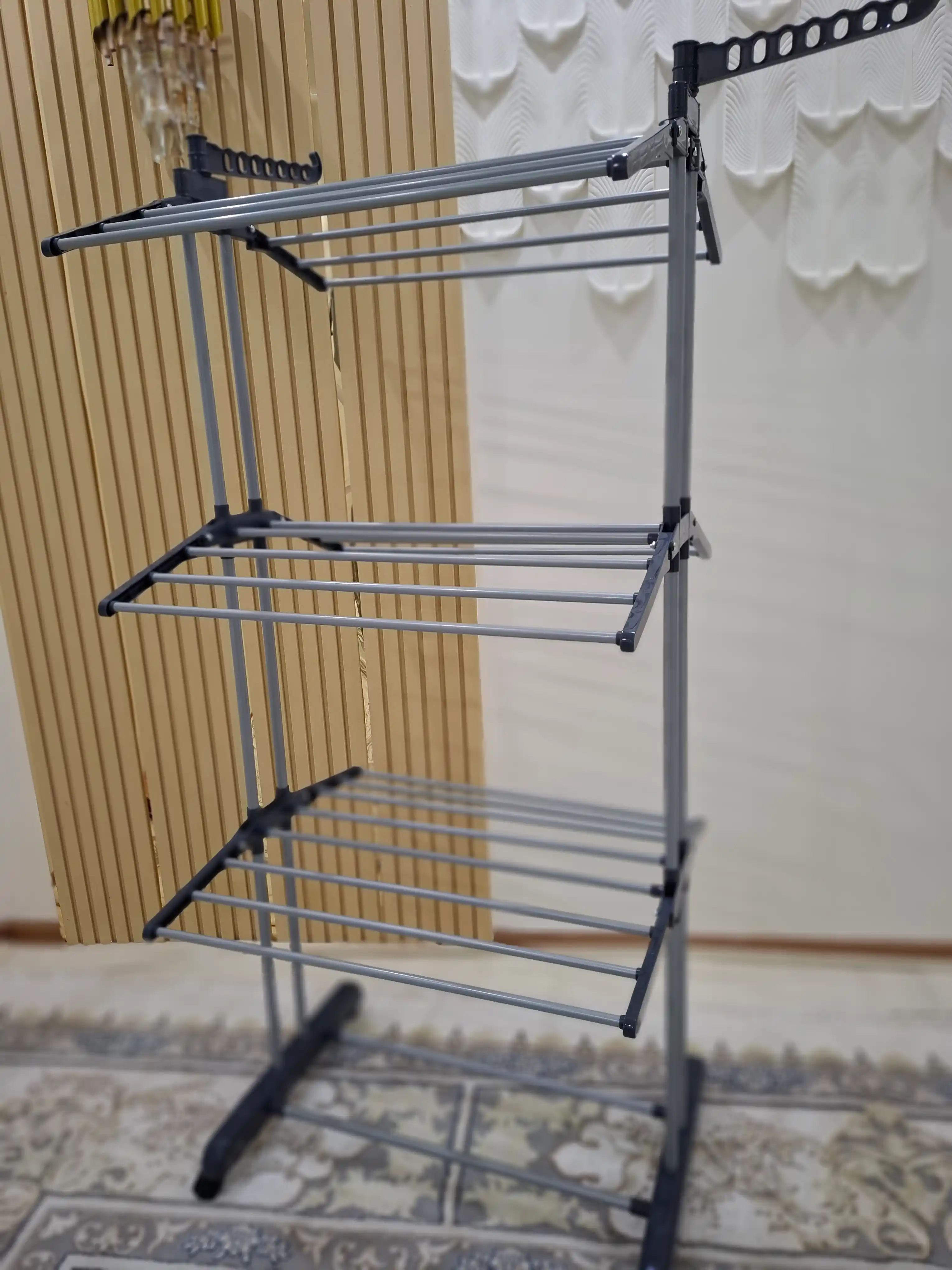 Сушилка для белья, напольная, вертикальная, складная, на колесиках, 3 яруса, до 40/50 кг