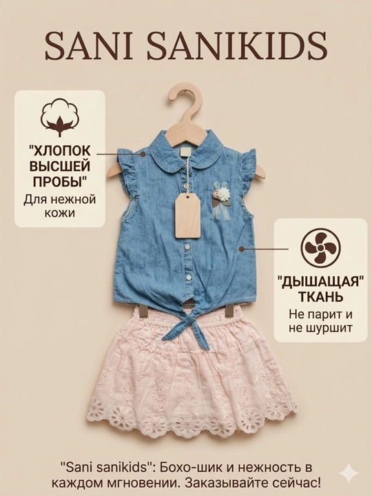 Комплект для девочек юбка и кофточка,  летний  двойка