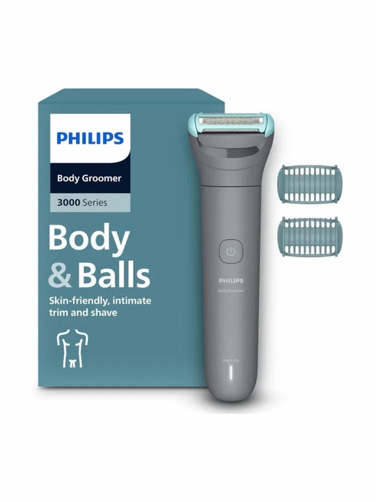 Триммер Philips BG3480/15 для тела, сухое и влажное бритье, 2 насадки 2, 3 мм, серый