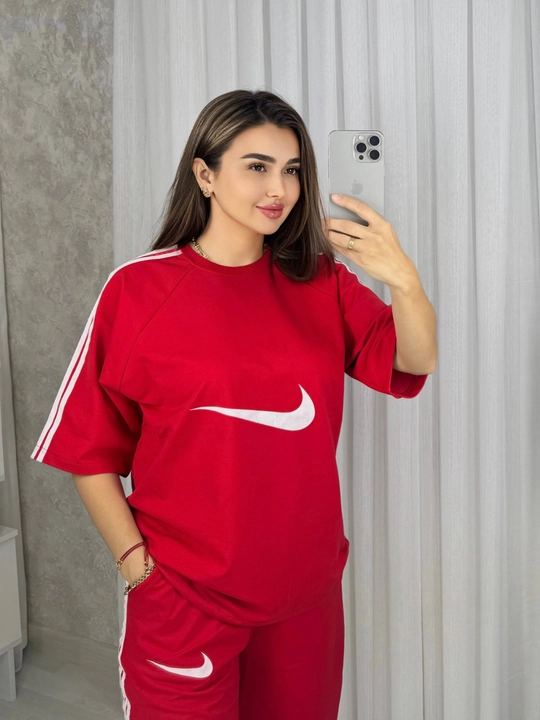 Ayollar sport kostyumi (mayka + shortik), katta o‘lchamli, yozgi Standart o‘lcham