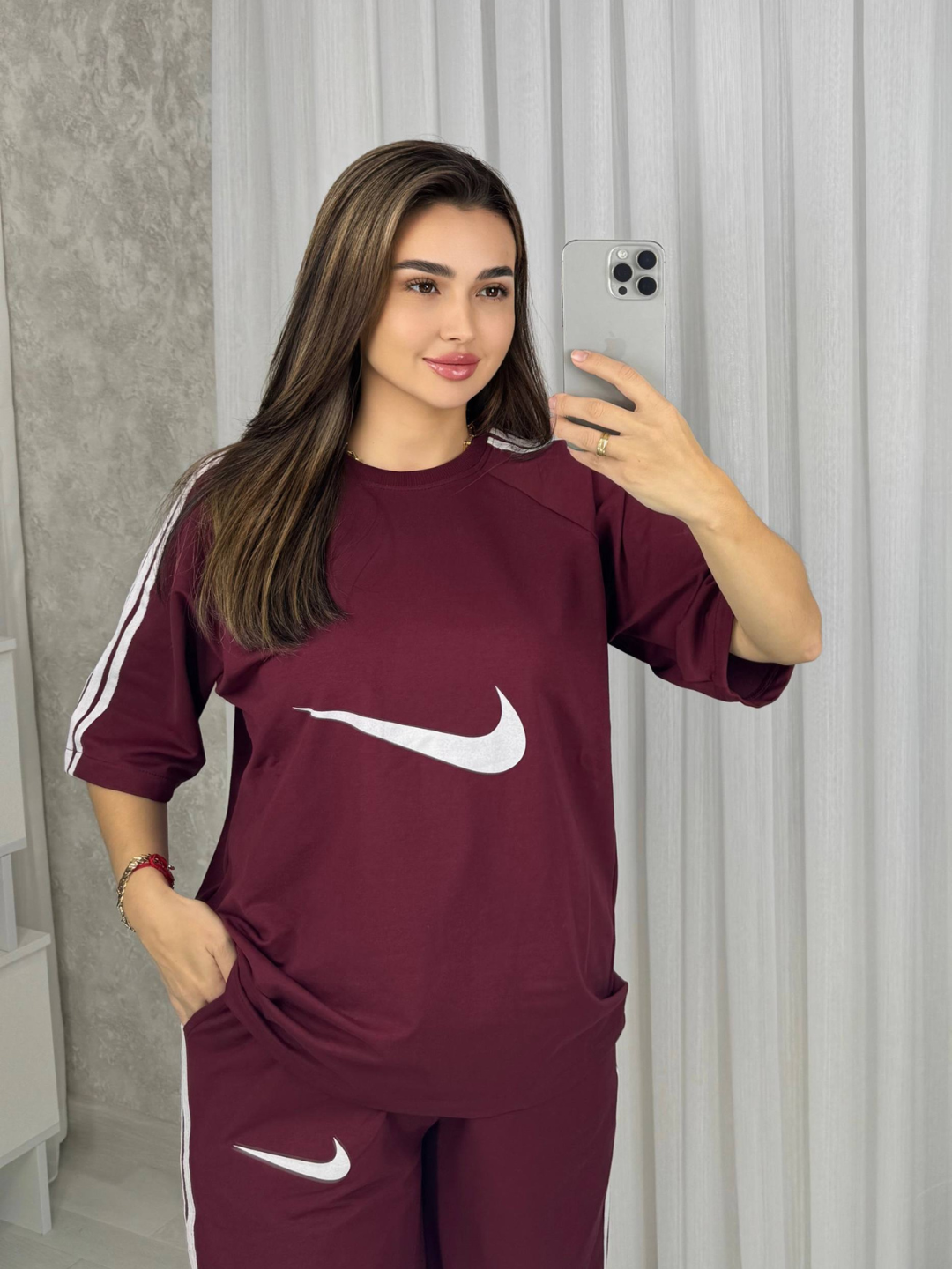 Ayollar sport kostyumi (mayka + shortik), katta o‘lchamli, yozgi Standart o‘lcham