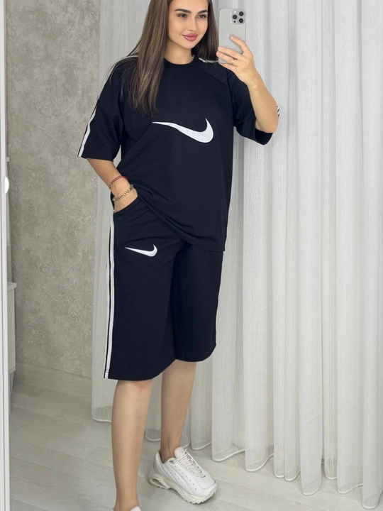 Ayollar sport kostyumi (mayka + shortik), katta o‘lchamli, yozgi Standart o‘lcham - 