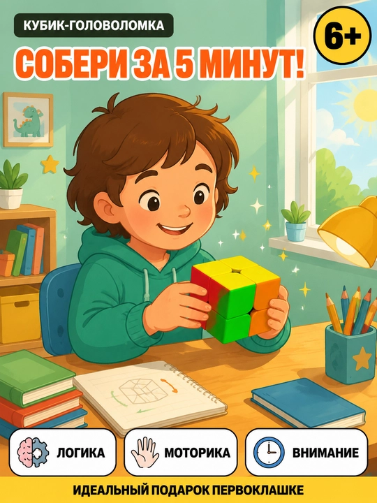 Kubik rubik 2x2, boshlovchilar va bolalar uchun mo‘ljallangan