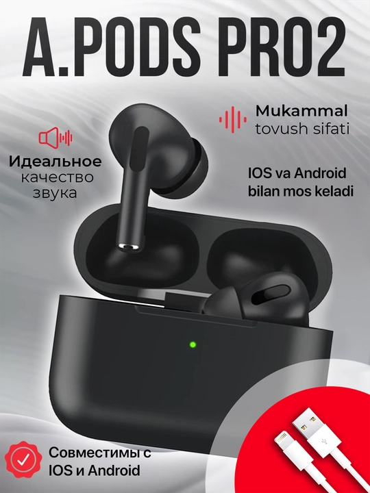 iPhone va Android uchun simsiz Pods quloqchinlari, sensorli - 