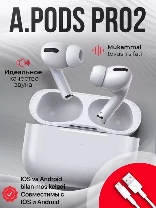 iPhone va Android uchun simsiz Pods quloqchinlari, sensorli - 