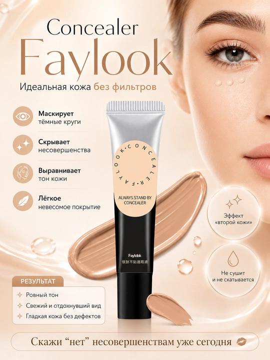 Консилер для лица Faylook, матирующий, маскирование несовершенств - 