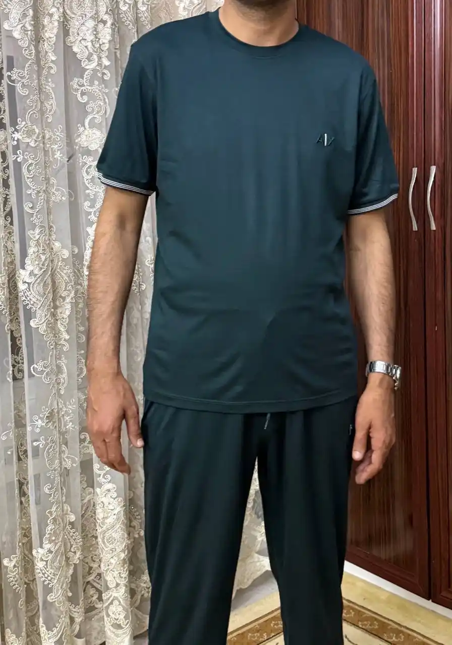 Мужской комплект одежды, футболка и брюки, спортивный стиль, повседневная одежда
