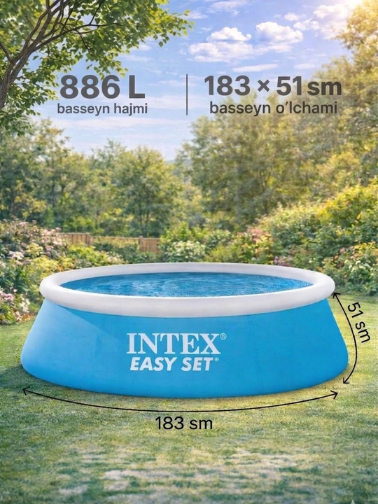 Надувной бассейн Intex Easy Set, размер 183×51 см, объём 886 литров