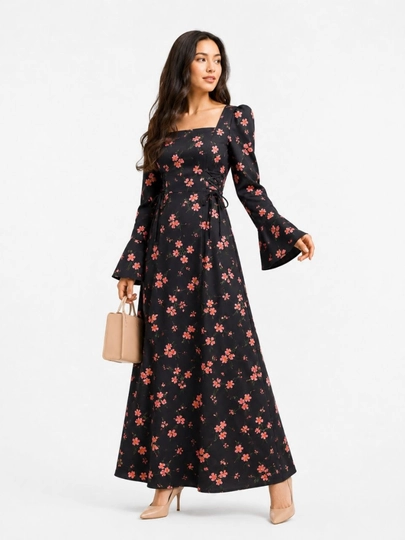 Женское длинное платье, летнее, с поясом на талии — SMBSHOP-LOLAKUYLAK-КРАСН-4446