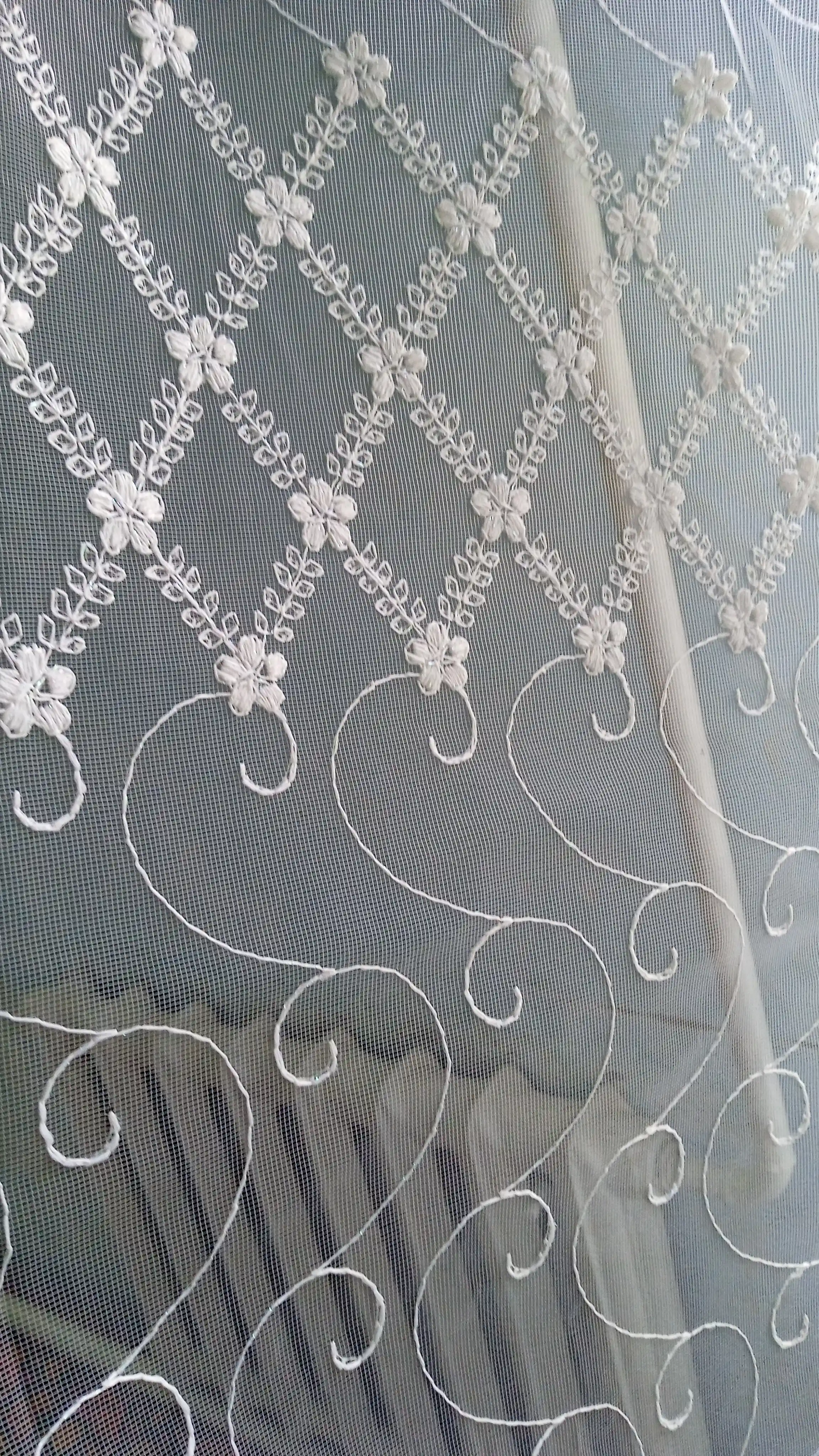 Tyul parda, tikilgan naqshli, yotoqxona pardasi, mehmonxona pardasi, 2.90*300sm